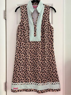 Simply Southern Mint Trim Leopard Print Sleeveless Tunic Dress